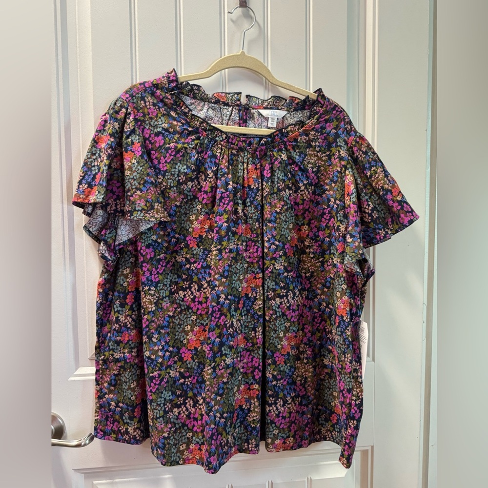 Time and Tru Multicolor Floral Blouse